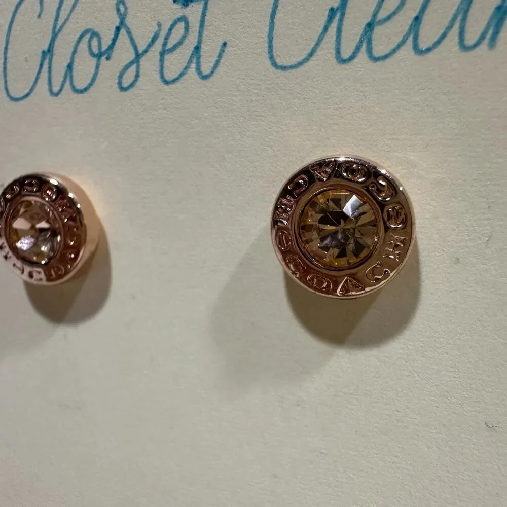 Bundle - Coach Rose Gold-Tone Stud Earrings & 17" Chain Pendant Necklace - Picture 5 of 10